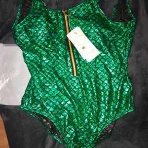 Mermaid swimsuit one piece with zipper that opens